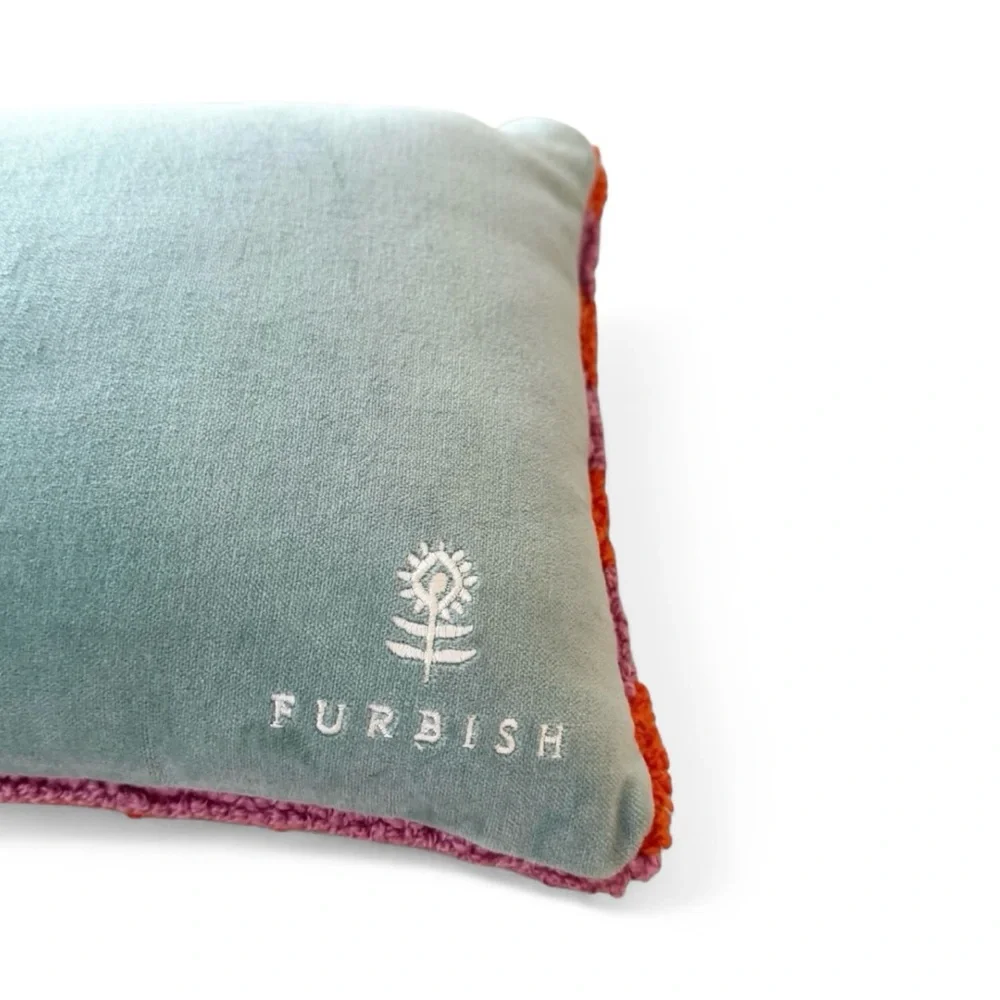 NWT FURBISH “IDC” Small Embroidered Decorative Throw Pillow‎ 9x12